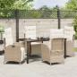 Preview: 5-teiliges Garten-Esszimmer-Set Beige Poly-Rattan