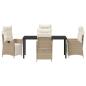 Preview: 5-teiliges Garten-Esszimmer-Set Beige Poly-Rattan