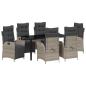 Preview: 7-teiliges Garten Esszimmer Set hellgrau Poly-Rattan