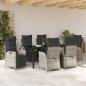Preview: 7-teiliges Garten Esszimmer Set hellgrau Poly-Rattan