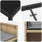 Preview: 5-teiliges Garten Esszimmer Set mit Kissen Beigefarben Poly Rattan, Gartentisch Schwarz 160x80x73 cm Mit Tempered Glass