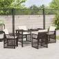 Preview: 5-teiliges Garten Essset mit Kissen Braun Poly Rattan, Gartentisch Schwarz 140x80x73 cm Mit Sicherheitsglas