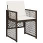 Preview: 5-teiliges Garten Essset mit Kissen Braun Poly Rattan, Gartentisch Schwarz 140x80x73 cm Mit Sicherheitsglas