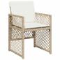 Preview: 5-teilige Garten Essgruppe mit Kissen Beige Poly Rattan, Gartentisch Schwarz 80x80x73 cm Sicherheitsglas