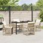 Preview: 5-teilige Garten Essgruppe mit Kissen Beige Poly-Rattan, Gartentisch Schwarz 140x80x73 cm Gehärtetes Glas