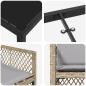 Preview: 5-teiliges Garten Esstischset mit Kissen Beige Poly Rattan, Gartentisch Schwarz 80x80x73 cm mit gehärtetem Glas
