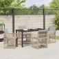 Preview: 5-teiliges Garten Esszimmer Set mit Kissen Beige Poly Rattan, Gartentisch Schwarz 140x80x73 cm Sicherheitsglas