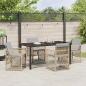 Preview: 5-teiliges Garten-Essgruppen-Set mit Polsterung Beige Poly-Rattan, Gartentisch Schwarz 160x80x73 cm Temperglas
