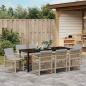 Preview: 9-teiliges Garten Esstisch Set mit Kissen Beige Poly Rattan, Gartentisch Schwarz 200x80x73 cm Sicherheitsglas