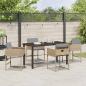 Preview: 5-teiliges Garten-Ess-Set mit Kissen in Beige Poly Rattan, Gartentisch Schwarz 140x80x73 cm mit gehärtetem Glas