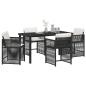 Preview: 5-teilige Garten Essgruppe mit Kissen Schwarz Poly-Rattan