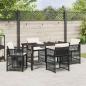 Preview: 5-teilige Garten Essgruppe mit Kissen Schwarz Poly-Rattan