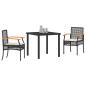 Preview: Garten-Dining-Set mit Kissen Schwarz Poly-Rattan