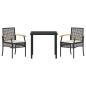 Preview: Garten-Dining-Set mit Kissen Schwarz Poly-Rattan