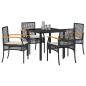 Preview: 5-teiliges Garten-Ess-Set mit Kissen Schwarz Poly Rattan