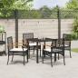 Preview: 5-teiliges Garten-Ess-Set mit Kissen Schwarz Poly Rattan