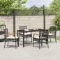 Preview: 5-teiliges Garten-Ess-Set mit Kissen Schwarzes Poly-Rattan