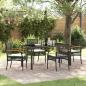 Preview: ARDEBO.de - 5-teiliges Garten-Dining-Set mit Kissen Schwarz Poly-Rattan