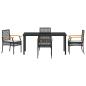 Preview: 5-teiliges Garten-Dining-Set mit Kissen Schwarz Poly-Rattan