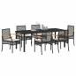 Preview: 7-teiliges Garten-Ess-Set mit Kissen Schwarz Poly-Rattan