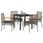 Preview: 5-teiliges Garten-Dining-Set mit Kissen Grau Poly-Rattan