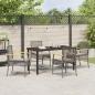 Preview: 5-teiliges Gartenessset mit Kissen in Grau aus Poly Rattan