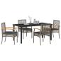 Preview: 5-teiliges Gartentischset mit Kissen Grau Poly-Rattan