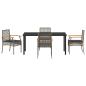 Preview: 5-teiliges Gartentischset mit Kissen Grau Poly-Rattan
