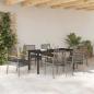 Preview: 7-teiliges Garten-Essset mit Kissen Grauer Poly-Rattan