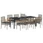 Preview: Garten Essgruppe 9 stk. Grau und Schwarz Rattan