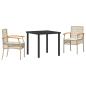 Preview: 3-teiliges Garten-Ess-Set mit Kissen Beige Poly-Rattan