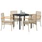 Preview: 5-teiliges Garten-Ess-Set mit Kissen in Beige Poly-Rattan