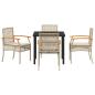 Preview: 5-teiliges Garten-Ess-Set mit Kissen in Beige Poly-Rattan