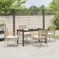 Preview: 5 Teiliges Garten-Ess-Set mit Kissen Beige Poly-Rattan