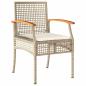 Preview: 5 Teiliges Garten-Ess-Set mit Kissen Beige Poly-Rattan