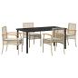 Preview: 5-teiliges Garten-Essset mit Kissen Beige Poly Rattan