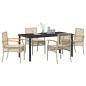 Preview: 5-teiliges Garten-Essset mit Kissen Beige Poly Rattan