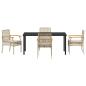 Preview: 5-teiliges Garten-Essset mit Kissen Beige Poly Rattan