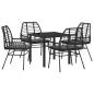 Preview: 5-teiliges Garten-Ess-Set mit Kissen in Schwarz Poly-Rattan