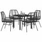 Preview: 5-teiliges Garten-Ess-Set mit Kissen in Schwarz Poly-Rattan
