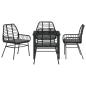 Preview: 5-teiliges Garten-Ess-Set mit Kissen in Schwarz Poly-Rattan