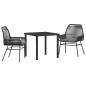 Preview: 3-teiliges Garten-Dining-Set mit Polstern Schwarz Poly-Rattan
