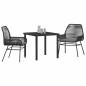Preview: 3-teiliges Garten-Dining-Set mit Polstern Schwarz Poly-Rattan