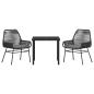 Preview: 3-teiliges Garten-Dining-Set mit Polstern Schwarz Poly-Rattan