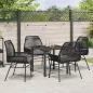 Preview: 5-tlg. Garten-Essgruppe mit Kissen Schwarz Poly-Rattan