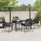 Preview: 5-teiliges Garten-Dining-Set mit Kissen Schwarz Poly Rattan