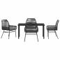Preview: 5-teiliges Garten-Dining-Set mit Kissen Schwarz Poly Rattan