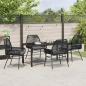 Preview: 5-teiliges Garten-Essgruppen-Set mit Kissen Schwarz Poly-Rattan