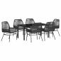 Preview: 7-teiliges Garten-Essset mit Kissen Schwarz Poly-Rattan