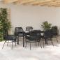 Preview: 7-teiliges Garten-Essset mit Kissen Schwarz Poly-Rattan